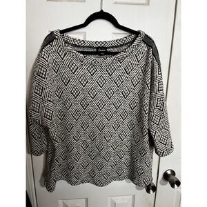 Simply Emma Sweater White Black pullover Women's Size 12X‎